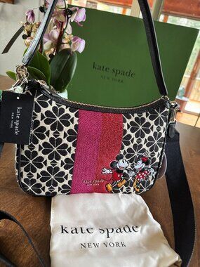 NEW Kate Spade x Disney 100 Mickey Minnie Sam Flower Jacquard Shoulder Crossbody